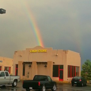 Rainbow over cash store