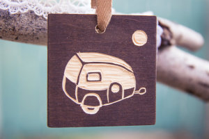 Trailer in Moonlight Woodblock Ornament